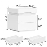 Furniwell LED Nightstand with Charging Station, End Table with Drawers, Night Stand Bedside Table with Sliding Top for Bedroom and Living Room, White Furniwell