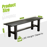 TECSPACE 47 Inches Aluminum Outdoor Weatherproof Bench Backless, 330 LBS Bearing Capacity Garden Porch Bench, Black TECSPACE