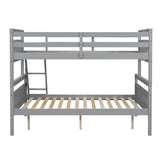 N NAANSI Twin Over Full Bunk Bed with Ladder, Full Length Guardrail, X-Shape Headboard and Footboard, Wooden Bunk Bed Frame Can be Separated into 2 Beds, Gray N NAANSI