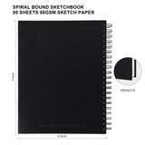 8.5x11inches Hardbound Sketch Book, Spiral Bound Sketch Pad, 80-Sheets 90gsm Inner Paper, Acid Free Drawing Art Paper, Prefect Works with Kids and Adults KEVIN&SASA CRAFTS