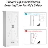 NOVAMAISON Farmhouse Kitchen Pantry Cabinet - 72” Tall Storage Cabinet w/Barn Doors & Adjustable Shelves & Drawer, White Cabinet Freestanding Wood Storage Cabinet for Kitchen, Dining Room, Bathroom NOVAMAISON