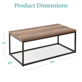 Best Choice Products 44in Modern Industrial Style Rectangular Wood Grain Top Coffee Table, Rustic Accent Furniture for Living Room w/Metal Frame, 1.25in Thick Butcher Block Tabletop - Brown Best Choice Products