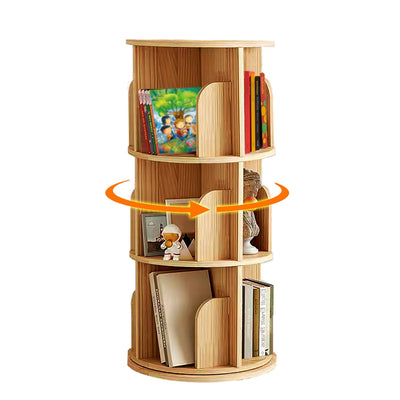 LARYICTU Spinning Bookshelf Rotating Bookshelf Tower 360 Rotating Kids Book Shelf Solid Wood Round Revolving Bookcase Small Floor Standing Swivel Bookcase