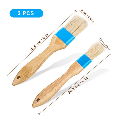 2pcs Pastry Basting Brushes, Oil Brushes Boar Bristle Brushes BBQ Brushes for Sauce Baking Brush BBQ Basting Brush Kitchen Brush for Spreading Butter Cooking Grilling (Small + Medium)