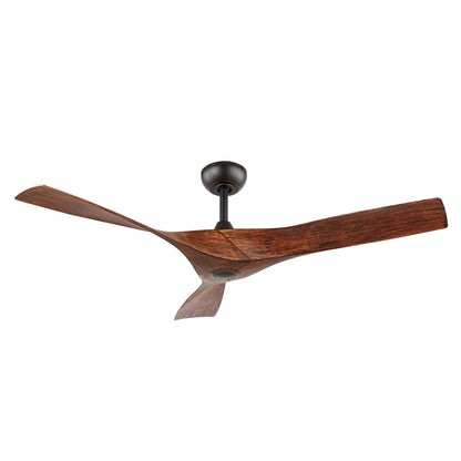 WINGBO 52" DC Ceiling Fan without Lights, Walnut Bronze Ceiling Fan with Remote, 3 Curved ABS Blades, Noiseless Reversible DC Motor, Modern Ceiling Fan for Kitchen Bedroom Living Room, ETL Listed