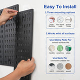 Pegboard Wall Organizer - Modular System for Gaming Setup, Office & Kitchen Storage Solutions Create A Perfectly Structured Space(Black,16″×12″) Colville