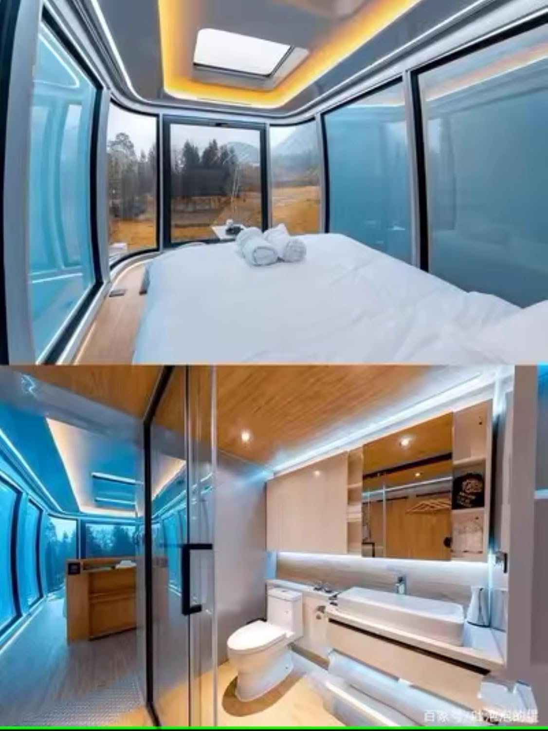 Tiny Prefab House. Container Movable House. Solar Powered Mobile Container House Modular Guest House. 2 Spacious Bedroom + Luxury Shower Bathroom+Kitchen Space (40Ft) - WoodArtSupply