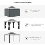 Outsunny 10' x 10' Hardtop Gazebo Canopy with Polycarbonate Roof, Aluminum Frame, Permanent Pavilion Outdoor Gazebo with Netting, for Patio, Garden, Backyard, Deck, Lawn, Black Outsunny