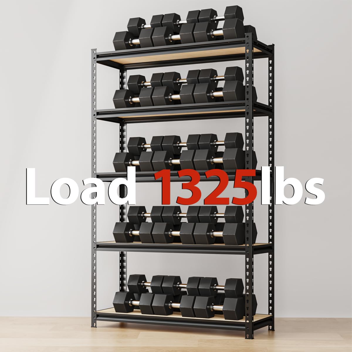 SYLOUGH 28" W Father&I Industrial Heavy-Dudy Garage Shelving Units/Systems: Metal 5-Tier Storage Shelves Adjustable for Basement/Closet/Tote/Kitchen/Pantry Organization, 60" H*28W *12" D, Black SYLOUGH