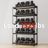 SYLOUGH 28" W Father&I Industrial Heavy-Dudy Garage Shelving Units/Systems: Metal 5-Tier Storage Shelves Adjustable for Basement/Closet/Tote/Kitchen/Pantry Organization, 60" H*28W *12" D, Black SYLOUGH