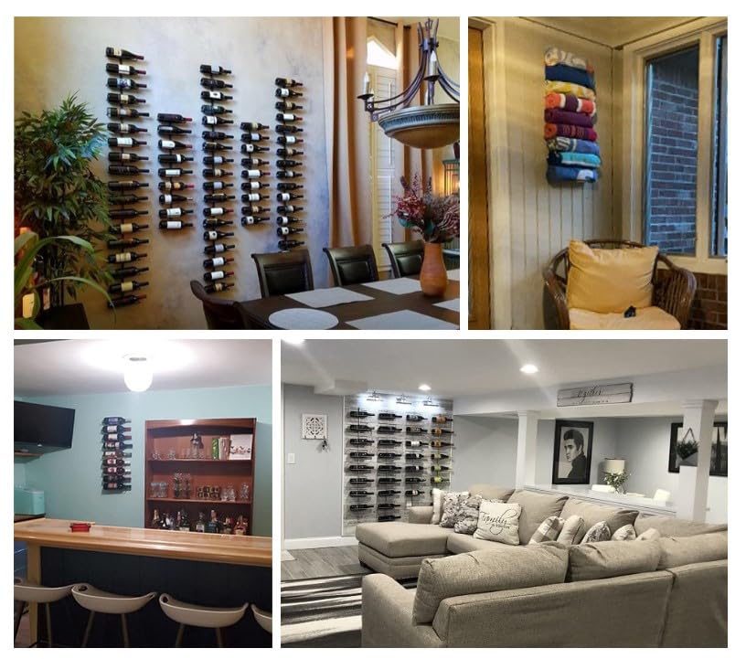 Sorbus Wall Mount Wine Rack (Holds 9 Bottles) - Wine Rack Wall Mounted for Wine Bottles, Liquor, Champagne, Black Metal Wine Bottle Holder for Home Bar, Wine Kitchen Storage Sorbus