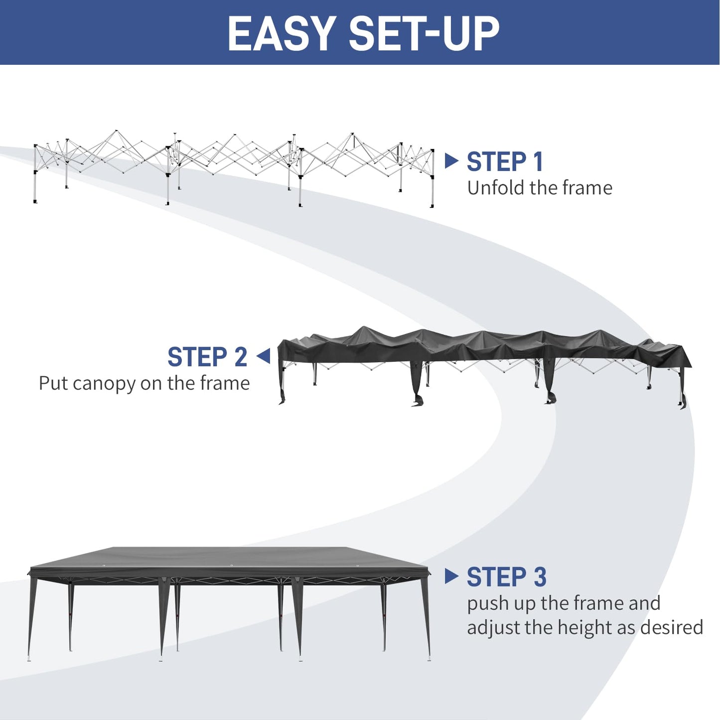 Outvita 10x30ft Ez Pop Up Outdoor Canopy Tent, Portable Commercial Instant Tent with Carry Bag for Party Wedding Birthday BBQ Events