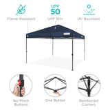 Best Choice Products 10x10ft 1-Person Setup Pop Up Canopy Tent Instant Portable Shelter w/ 1-Button Push, Case, 4 Weight Bags - Blue Best Choice Products