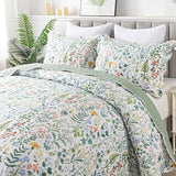 HoneiLife Floral Quilt King Size - 3 Pieces Microfiber Quilt Sets Lightweight Bedspreads Wildflower Coverlets Retro Bed Cover King Quilt Bedding Set All Season Quilts HoneiLife