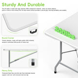 HLPB 6ft Folding Table with Handle & Safety Locks - Portable Picnic & Camping Table, Indoor/Outdoor Dining & Work Table for Weddings & Parties Plastic Construction HLPB