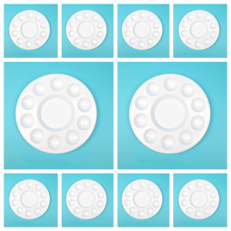 Rackii 10pcs Plastic Paint Palette Trays - Reusable Artist Palettes for Oil, Acrylic & Watercolor Painting, Perfect Paint Holder Trays for Studios, Classes & Birthday Painting Parties Rackii