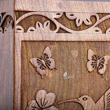 INTAJ Wooden Cremation Urn for Human Ashes, Adult INTAJ Rosewood Urn for Ashes, Humming Bird Funeral Cremation Urn Hand-Crafted - Burial Urn Box INTAJ