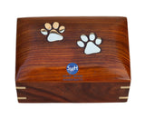 Solid Wood Handicrafts Paw Print Pet Memorial Keepsake Cremation Urns for Ashes Pet Urn Wood Keepsake Box Urns for Cat Dogs Ashes | Cat Memorials Solid Wood Handicrafts