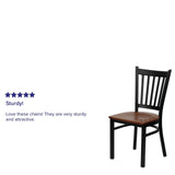 Flash Furniture HERCULES Series Black Vertical Back Metal Restaurant Chair - Cherry Wood Seat Flash Furniture
