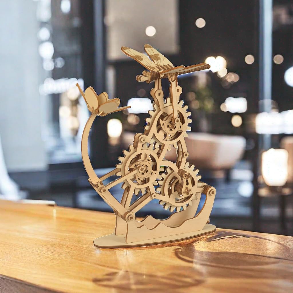 Aida & Hani Wooden Dragonfly Toy 3D Puzzle Toy Creative DIY Assembly Mechanical Wood with Mortise and Tenon Structure Jigsaw Toy Ornament Aida & Hani