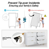 Anbuy 3 Pcs Bedroom Sets, 6 Drawer Dresser and Night stand Sets for Bedroom, Two Drawers Nightstand Set of 2 & 6 Drawer Dresser Combo 3 Pieces (White) Anbuy