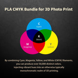 CMYK PLA Filament, 3D Printer Filament Bundle, 3D Photo PLA Filament 4kg for Vibrant, Detailed 3D Printing, 1kg/Spool SunTop Food Safe