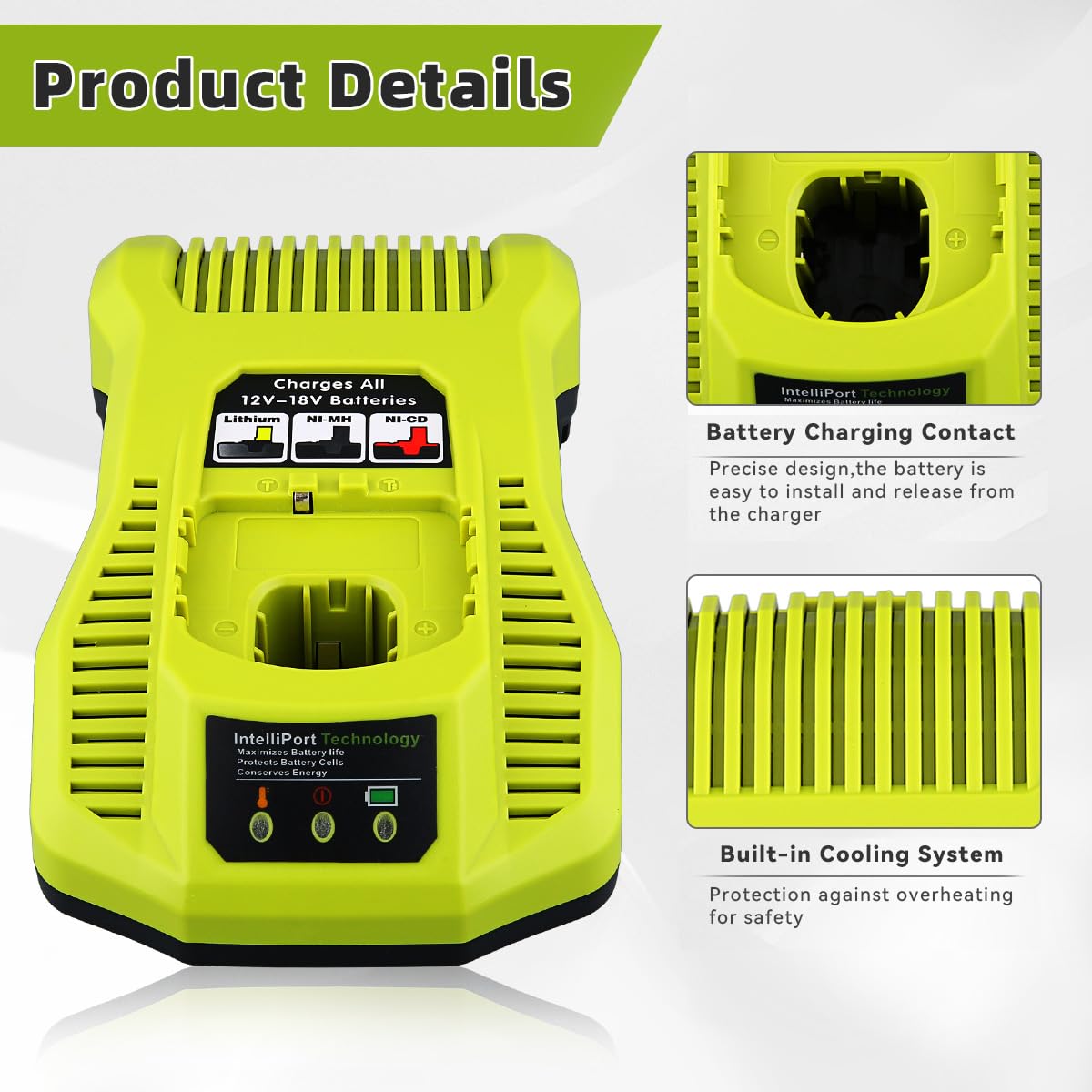 VINIDA P117 Replacement for Ryobi Charger 12V-18V Compatible with Ryobi 18V Battery Charger Li-ion & Ni-cad Ni-Mh Battery P102 P108 P189 P197 P103 P105 P107 P190 P191 PBP002 PBP005 VINIDA