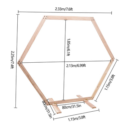 Wooden Wedding Arch for Ceremony, 2.33 * 2.25m/7.6 * 7.4ft Hexagon Backdrop Arch Stand for Wedding Ceremony Gorgeous Wedding Arbor Rustic Arch Decorations for Garden Wedding, Partie - WoodArtSupply