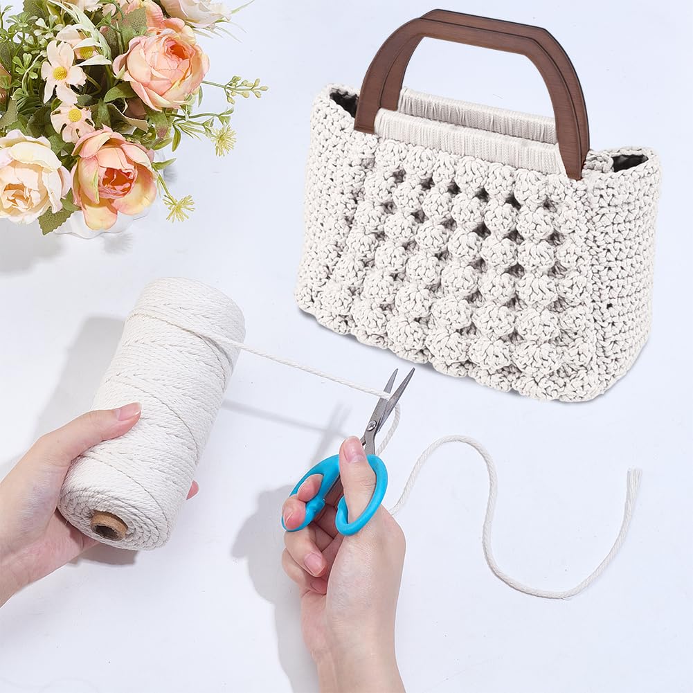 BEUNITONE DIY Macrame Shell Bag Kit for Beginners Purse Making Kit for Women DIY Handmade Beach Bag DIY Kit for Starter Macrame Tote Bag Kit with D Shaped Bag Handles with Step-by-Step Instructions BEUNITONE