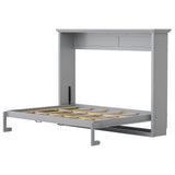 PVWIIK Twin Size Murphy Bed with Wood Support Plate for Adult,Girls,Boys,Solid Wood Cabinet Bed Frame/Hidden Wall Bed Cabinet,Space-Saving,No Box Spring Needed,Gray PVWIIK