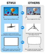 Outdoor-Projector-Screen-with-Stand - 120 inch Portable Projector Screen Indoor Outdoor Projector Screen 16:9 4K HD Lightweight Movie Screen with Carry Bag for Backyard Movie Night STWUI