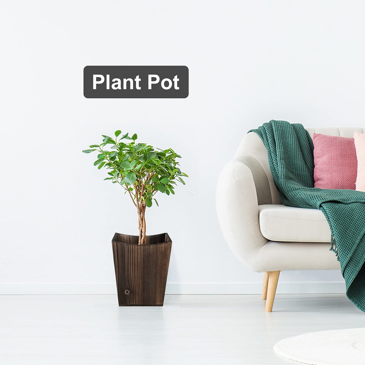 ETELI Wood Waste Basket Small Trash Can for Office Rectangular Trash Can Decorative with 2 Handles for Bathroom Bedroom Kitchen Hotel (Brown) ETELI