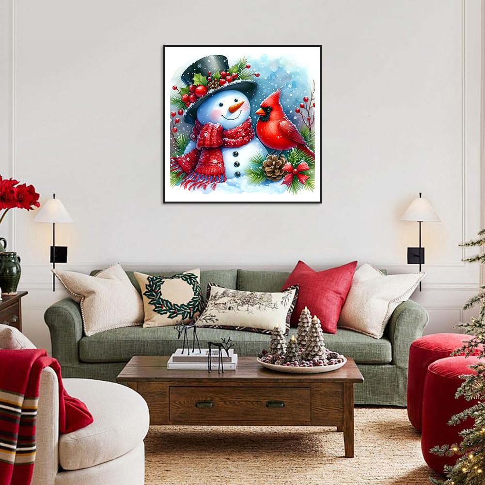 AMORARS Cardinal Diamond Painting Kit for Adults, 5D Snowman Diamond Art Beginners - DIY Full Diamond Dot Gem Art Paintings, Suitable Gifts, and Home Decoration Crafts, 12x12Inch AMORARS