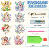 Masendp 8 Pieces 5D DIY Diamond Art Painting Keyring, Angel Fairy Double Sided Diamond Keychain, Mosaic Paste Painting Keychain, Diamond Art Pendant Jewelry Wallet Bag Decoration Masendp