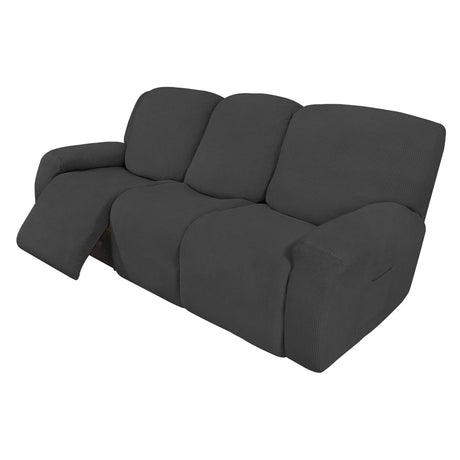 Easy-Going 8 Pieces Recliner Sofa Stretch Sofa Slipcover Sofa Cover Furniture Protector Couch Soft with Elastic Bottom Kids, Spandex Jacquard Fabric Small Checks Dark Gray Easy-Going