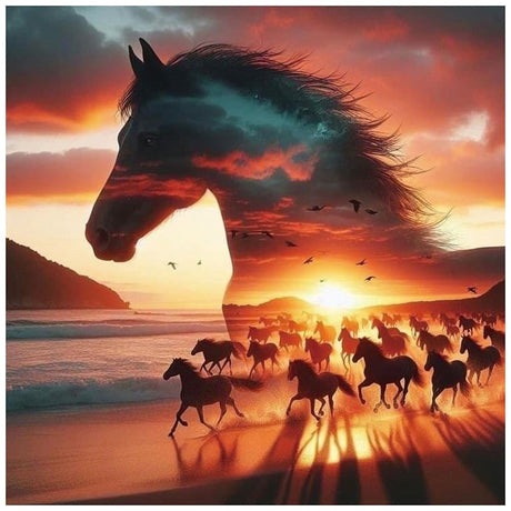 DIADAY Horse Diamond Art Kits for Adults 5D Full Drill Round Gem, Diamond Painting Kits for Beginners, DIY Dots Home Wall Decor Gift 12 x 12 Inches DIADAY