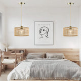 HOONEX Rattan Chandelier, Rattan Light Fixtures Ceiling, 12.4" Wicker Pendant Light for Dining Room Bedroom Kitchen Island, Natural HOONEX