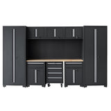 HPDMC Garage Storage Cabinet System 12-Pcs Workshop Set Cabinets and Storage System with Steel Cabinet Drawers, Rolling Chest, Workbench, Pegboard for Tool Organization, Black HPDMC