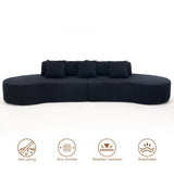 GNIXUU 130.5" Oversized Curved Sectional Sofa for Living Room, Modern Luxury TerryCloth Boneless 4 Seater Cloud Couch with Half Moon Design & 3 Pillows, Modular Memory Foam Couches, No Assembly, Black GNIXUU