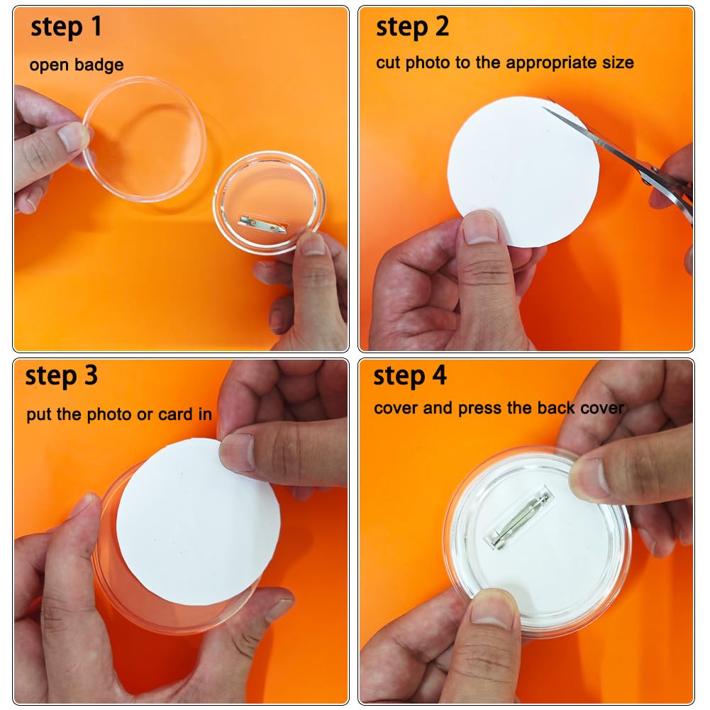 3 Inch Acrylic Button Pins Clear Plastic Button Badges Pin Large Craft Button with Pin Blank Pins DIY Photo Buttons Pin Picture Buttons Badges Kit for DIY Crafts (25) MIOINEY