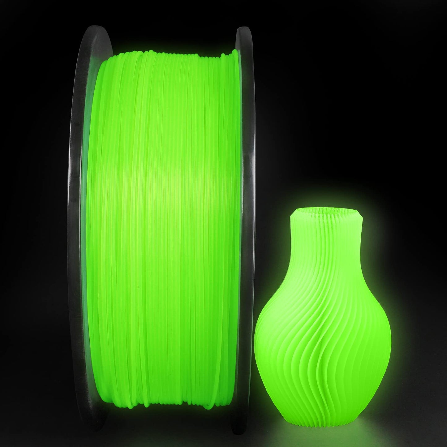 Dikale PLA+ 3D Printer Filament Luminous Green, 1.75mm No Tangle, Net Weight 2.2lbs Spool (1kg）, PLA Pro Plus, Green with Glow in The Dark Effect - WoodArtSupply