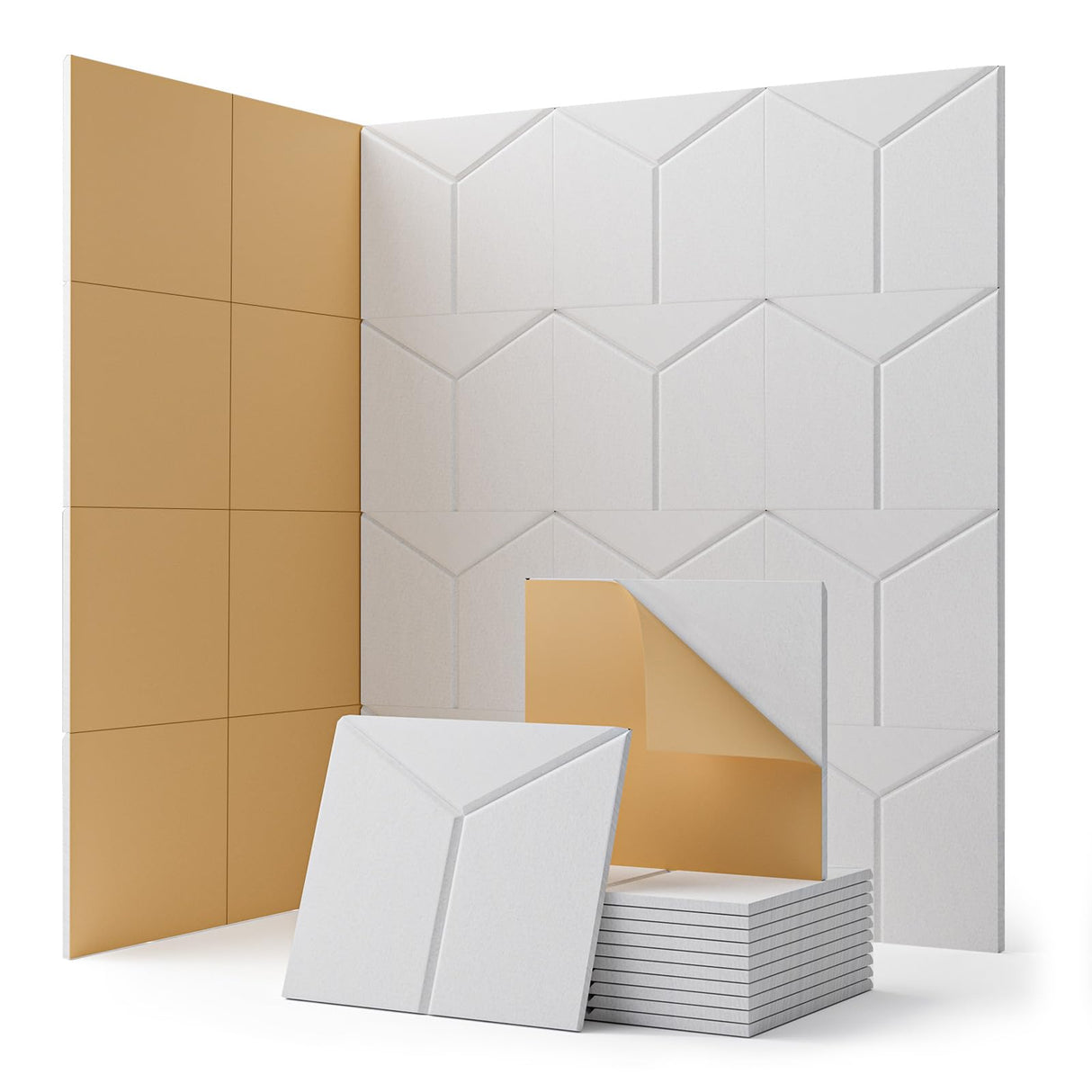 Topnaca Acoustic Panels Sound Absorbing, Soundproof Wall Panels Self Adhesive Sound Proof Foam Panels for Walls, 12 Pack Y-Line High Density Acoustic Wall Panels, Multiple Shapes 12" X 10" X 0.4" Topnaca