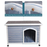Petsfit Wooden Dog House,Outdoor Pet Kennel, Solid Wood, Weather Proof, Light Grey, Medium/40.8 X 26 X 27.6 Inch Petsfit
