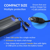 Lavolta Battery Pack for Reclining Furniture - Rechargeable Recliner Battery Pack - Universal 2-Pin Power Supply for Electric Recliners, Recliner Chair, Couch, Sofa (2200 mAh) Lavolta