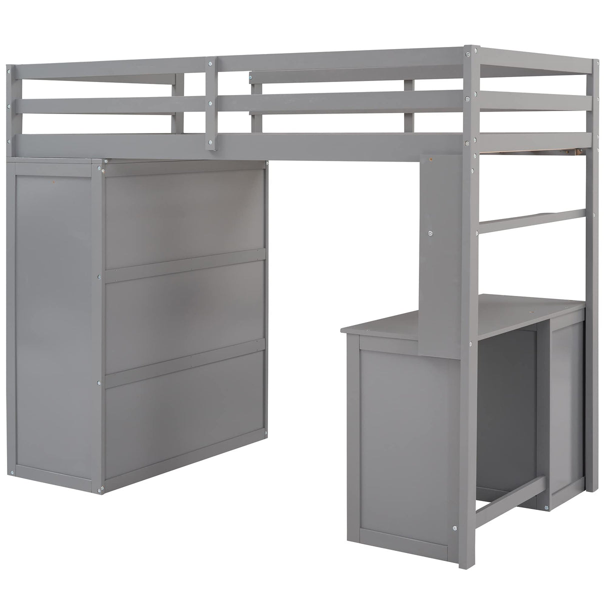 Harper & Bright Designs High Twin Size Loft Bed with Desk and Wardrobe,Solid Wood Loft Bed Frame Twin with Storage Drawers for Kids Teens Adults,No Box Spring Needed,Gray Harper & Bright Designs