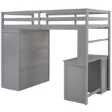 Harper & Bright Designs High Twin Size Loft Bed with Desk and Wardrobe,Solid Wood Loft Bed Frame Twin with Storage Drawers for Kids Teens Adults,No Box Spring Needed,Gray Harper & Bright Designs