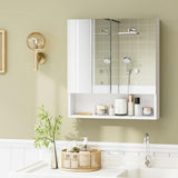 FOTOSOK Bathroom Wall Cabinet Medicine Cabinet, Wall Mounted Bathroom Mirror with Storage Mirror Cabinet with 2 Doors and Adjustable Shelf, Laundry Living Room, White FOTOSOK