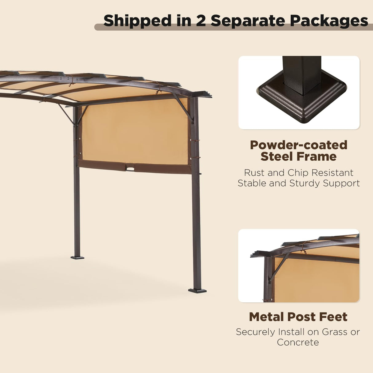 AECOJOY Pergola 9' x 12' Outdoor Pergola, Metal Patio Pergolas and Gazebos Clearance, Retractable Awning Pergola Shade Patio Cover Canopy with Stand for Shade and Rain, Canopies, Gazebos & Pergolas AECOJOY