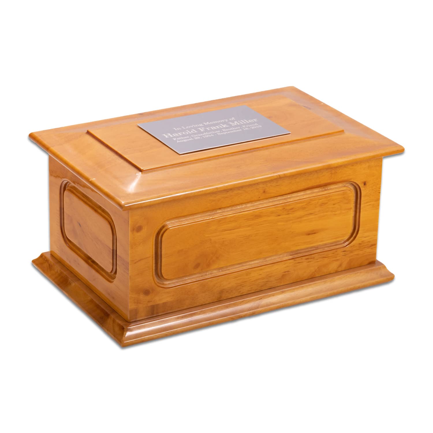 Deering Moments Custom Personalized Solid Wood Cremation Urn, up to 260lb - WoodArtSupply