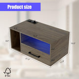 Homaterial Floating Nightstand with Charging Station and LED Lights, Floating Bedside Table with Drawers Wall Mounted Nightstands,for Bedroom Room, 21.3" x 11.8" x 10",Grayish Brown Homaterial